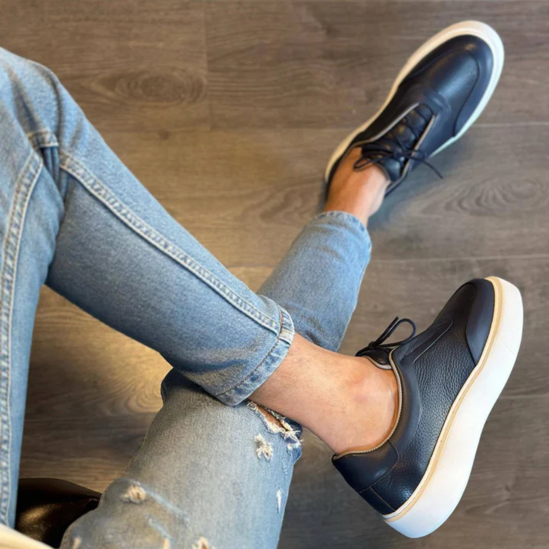 Corentin - Leather Trainers with Thick Sole