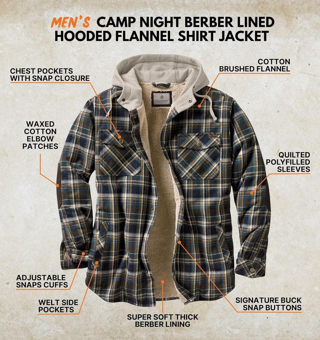 Upland Plaid - Men's Hooded Shirt Jacket