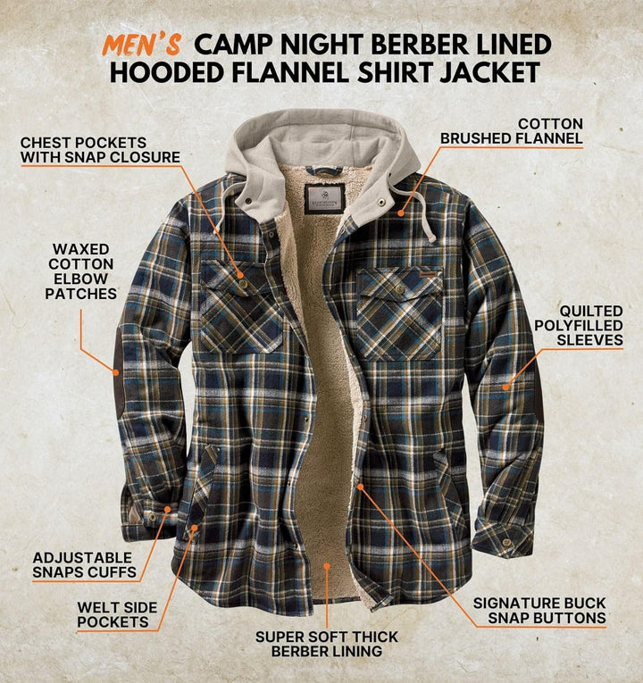 Upland Plaid - Men's Hooded Shirt Jacket