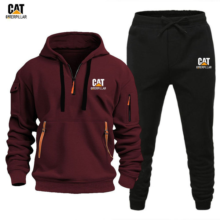 Autumn Winter Sporty Half-Zip Tracksuit Set