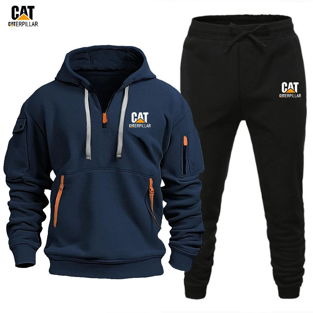 Autumn Winter Sporty Half-Zip Tracksuit Set