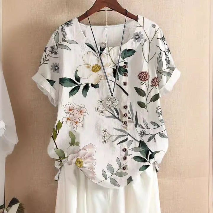 Elegant Blommig Topp för Kvinnor