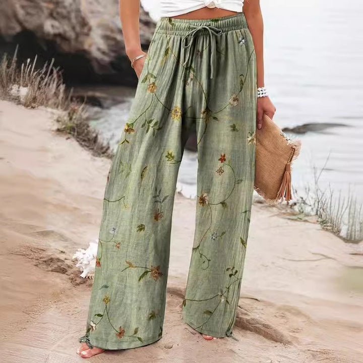 Blommiga Boho Byxor i Bomull och Linne