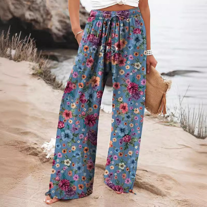 Blommiga Boho Byxor i Bomull och Linne