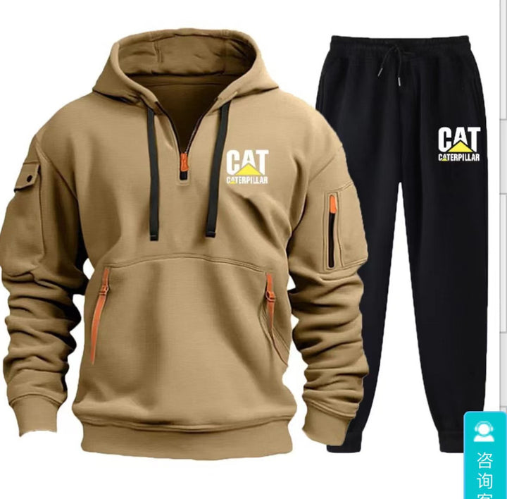 Autumn Winter Sporty Half-Zip Tracksuit Set