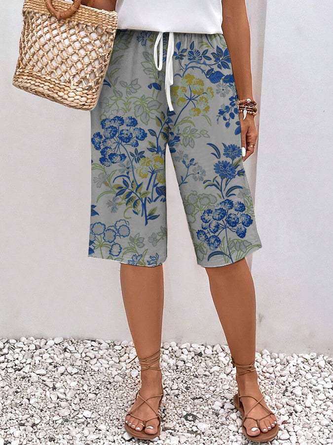 Somriga Blommiga Bermudashorts för Kvinnor