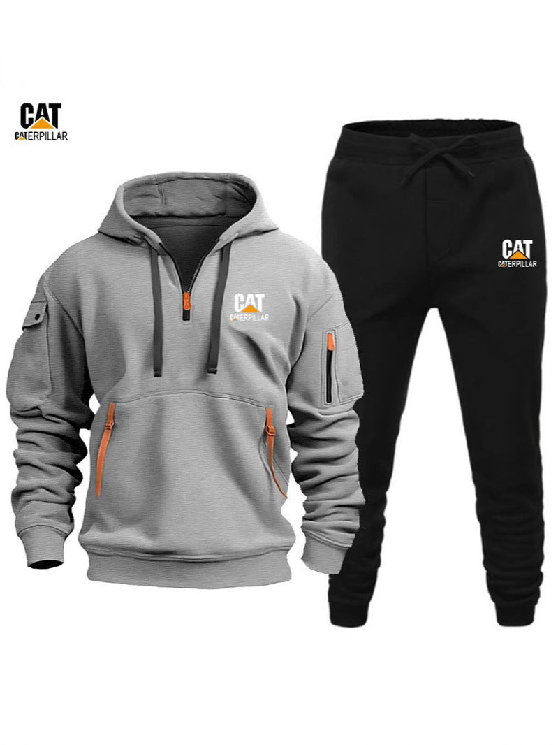 Autumn Winter Sporty Half-Zip Tracksuit Set